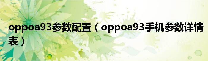 oppoa93参数配置（oppoa93手机参数详情表）