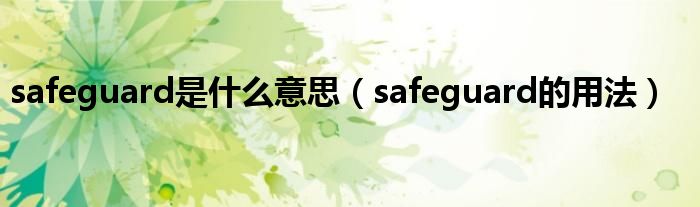 safeguard是什么意思（safeguard的用法）