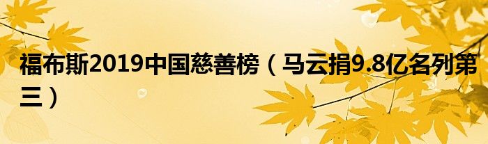 福布斯2019中国慈善榜（马云捐9.8亿名列第三）