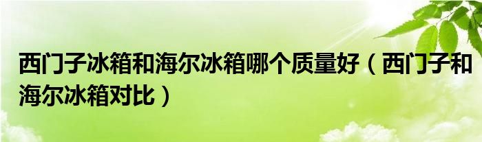 西门子冰箱和海尔冰箱哪个质量好（西门子和海尔冰箱对比）