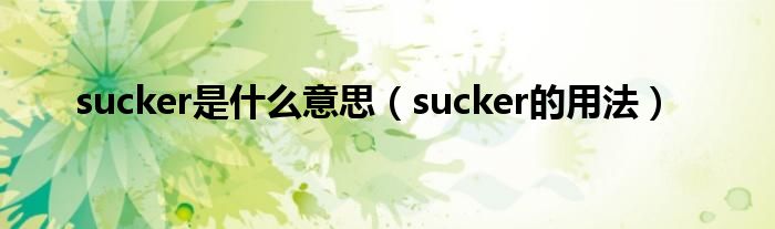 sucker是什么意思（sucker的用法）