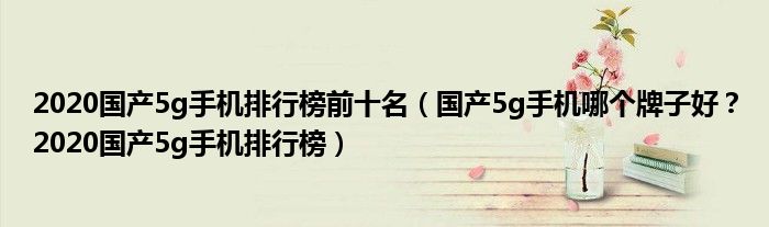 2020国产5g手机排行榜前十名（国产5g手机哪个牌子好？2020国产5g手机排行榜）