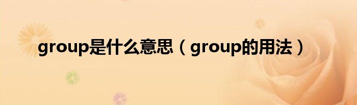 group是什么意思（group的用法）