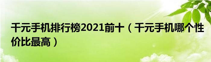 千元手机排行榜2021前十（千元手机哪个性价比最高）