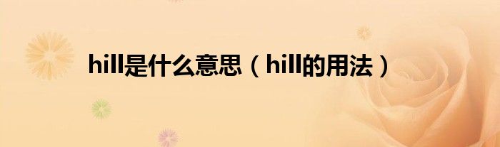 hill是什么意思（hill的用法）