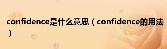 confidence是什么意思（confidence的用法）