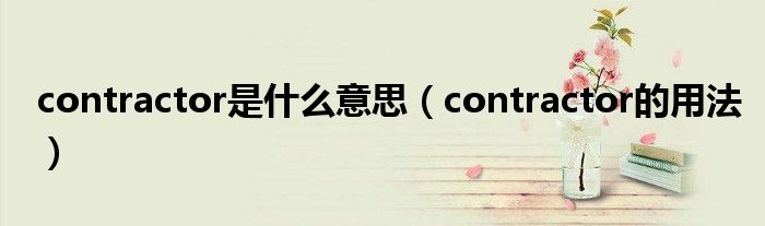 contractor是什么意思（contractor的用法）