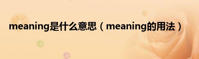 meaning是什么意思（meaning的用法）