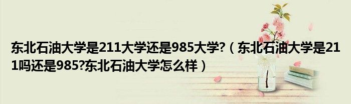 东北石油大学是211大学还是985大学?（东北石油大学是211吗还是985?东北石油大学怎么样）