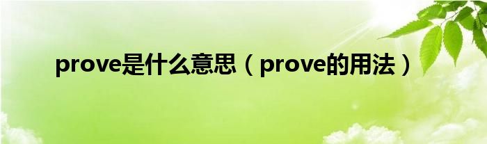 prove是什么意思（prove的用法）