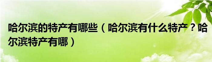 哈尔滨的特产有哪些（哈尔滨有什么特产？哈尔滨特产有哪）