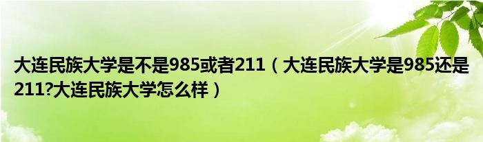 大连民族大学是不是985或者211（大连民族大学是985还是211?大连民族大学怎么样）