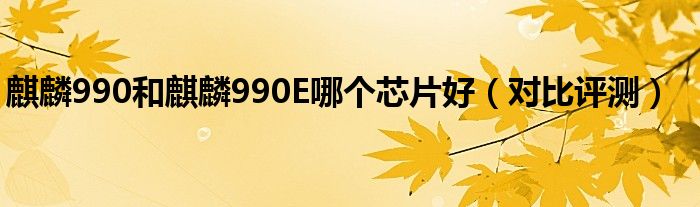 麒麟990和麒麟990E哪个芯片好（对比评测）