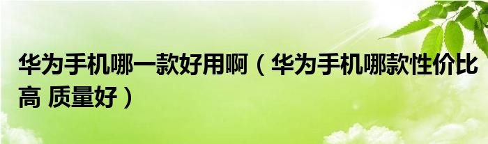 华为手机哪一款好用啊（华为手机哪款性价比高 质量好）