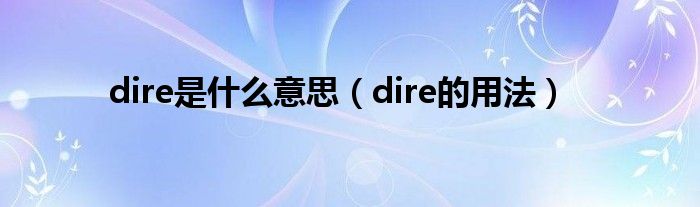 dire是什么意思（dire的用法）