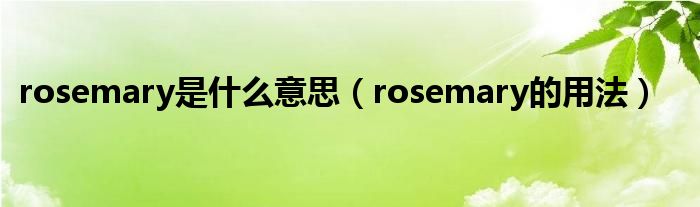 rosemary是什么意思（rosemary的用法）