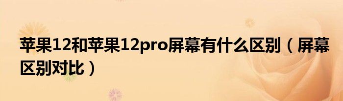 苹果12和苹果12pro屏幕有什么区别（屏幕区别对比）