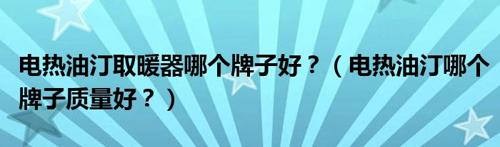 电热油汀取暖器哪个牌子好？（电热油汀哪个牌子质量好？）