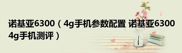 诺基亚6300（4g手机参数配置 诺基亚6300 4g手机测评）