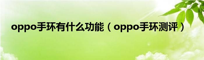 oppo手环有什么功能（oppo手环测评）