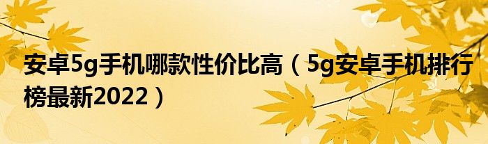 安卓5g手机哪款性价比高（5g安卓手机排行榜最新2022）