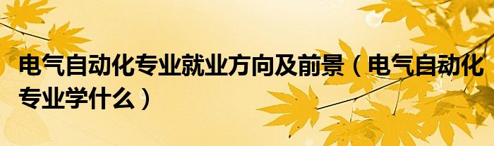 电气自动化专业就业方向及前景（电气自动化专业学什么）