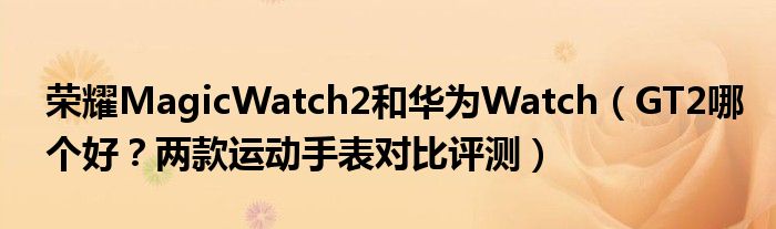 荣耀MagicWatch2和华为Watch（GT2哪个好？两款运动手表对比评测）