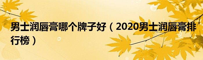 男士润唇膏哪个牌子好（2020男士润唇膏排行榜）