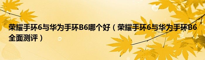 荣耀手环6与华为手环B6哪个好（荣耀手环6与华为手环B6全面测评）