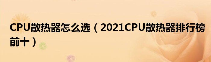 CPU散热器怎么选（2021CPU散热器排行榜前十）