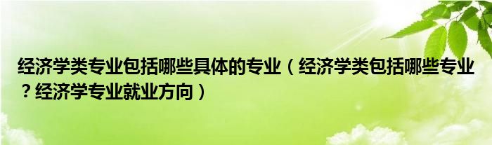 经济学类专业包括哪些具体的专业（经济学类包括哪些专业？经济学专业就业方向）