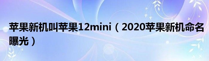 苹果新机叫苹果12mini（2020苹果新机命名曝光）