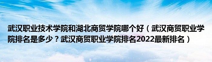 武汉职业技术学院和湖北商贸学院哪个好（武汉商贸职业学院排名是多少？武汉商贸职业学院排名2022最新排名）