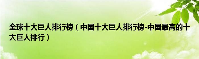 全球十大巨人排行榜（中国十大巨人排行榜-中国最高的十大巨人排行）