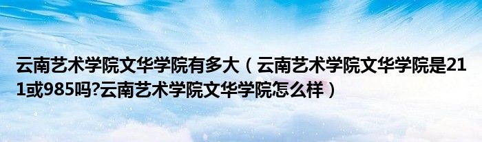 云南艺术学院文华学院有多大（云南艺术学院文华学院是211或985吗?云南艺术学院文华学院怎么样）