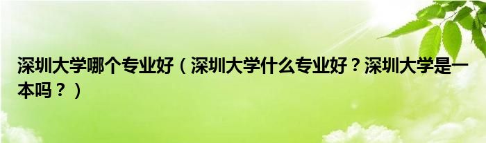 深圳大学哪个专业好（深圳大学什么专业好？深圳大学是一本吗？）