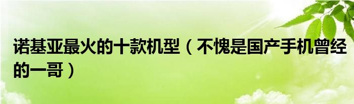 诺基亚最火的十款机型（不愧是国产手机曾经的一哥）