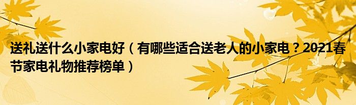 送礼送什么小家电好（有哪些适合送老人的小家电？2021春节家电礼物推荐榜单）