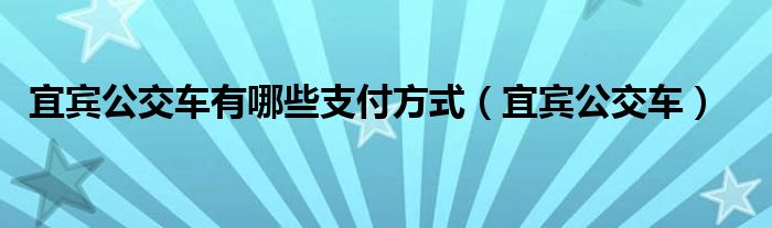 宜宾公交车有哪些支付方式（宜宾公交车）