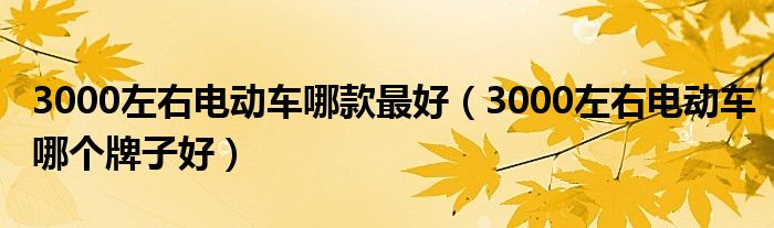 3000左右电动车哪款最好（3000左右电动车哪个牌子好）