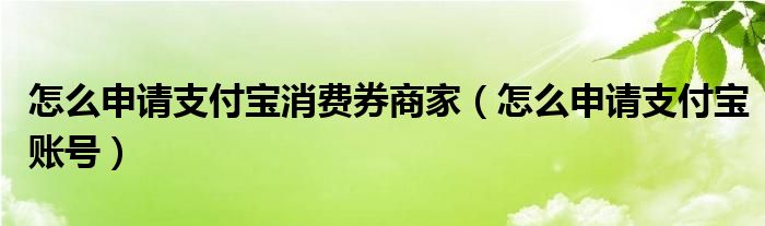 怎么申请支付宝消费券商家（怎么申请支付宝账号）