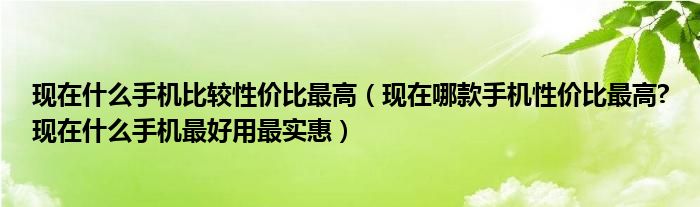 现在什么手机比较性价比最高（现在哪款手机性价比最高?现在什么手机最好用最实惠）