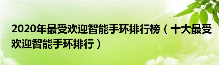 2020年最受欢迎智能手环排行榜（十大最受欢迎智能手环排行）