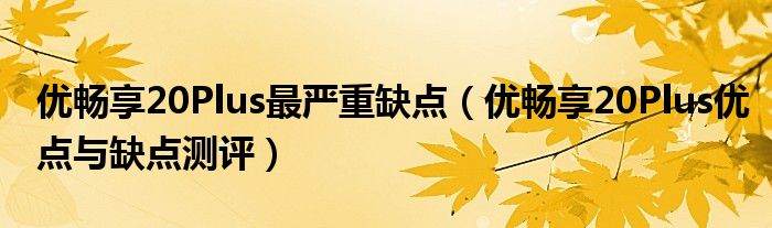 优畅享20Plus最严重缺点（优畅享20Plus优点与缺点测评）