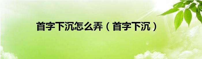 首字下沉怎么弄（首字下沉）