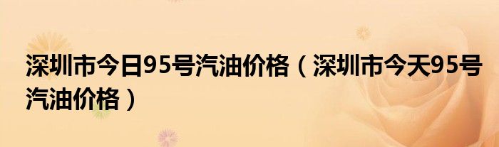 深圳市今日95号汽油价格（深圳市今天95号汽油价格）