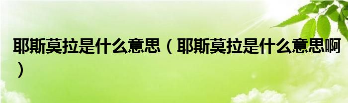 耶斯莫拉是什么意思（耶斯莫拉是什么意思啊）