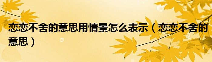 恋恋不舍的意思用情景怎么表示（恋恋不舍的意思）