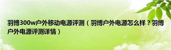 羽博300w户外移动电源评测（羽博户外电源怎么样？羽博户外电源评测详情）