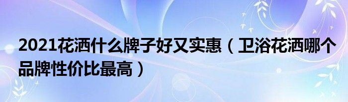 2021花洒什么牌子好又实惠（卫浴花洒哪个品牌性价比最高）